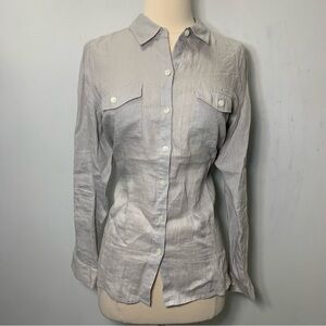 J.Jill love linen button down shirt gray size M petite 100% linen